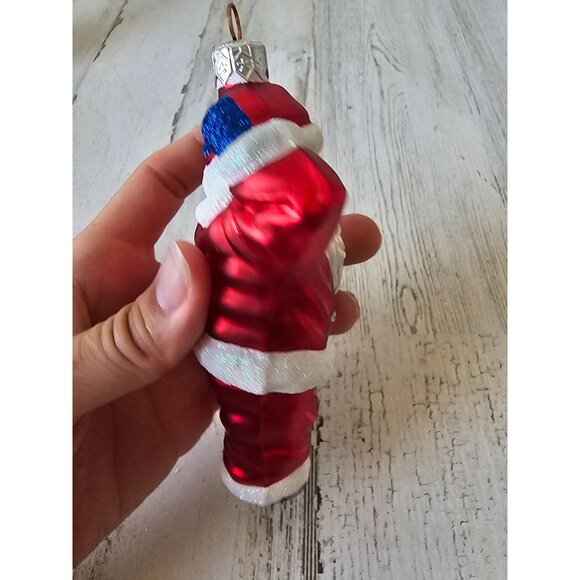 Patricia breen? Santa glitter red glass ornament Xmas tree - Picture 5 of 8